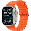 Apple Watch Ultra 2 GPS + Cellular 49mm Smartwatch con robusta cassa in titanio e Cinturino Ocean arancione. Fitness tracker, GPS di precisione, tasto Azione, batteria a lunghissima durata