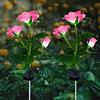 ZVO Lampade Solari da Giardino, 2 pezzi Luci Giardino Energia Solare per Fiore di Rosa con 6 LED, Illuminazione Fiori Decorativa Impermeabile per Terrazza Natale Halloween Vialetto Prato(Rosa)