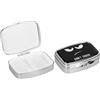 kwmobile 2X Scatola Portapillole Acciaio Inox con 2 Scomparti - 5,5 x 4 x 1,5 cm - Contenitore Porta Pillole Giornaliero Piccolo - per Viaggio e Casa - Bianco/Nero
