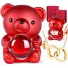Aloskart Orso di Rosa Eterna con Collana a cuore, Orsetto Rosa Eterna Stabilizzata, Regalo San Valentino per lei, Idee Regalo Donna Compleanno, Regalo Natale per Moglie Mamma Fidanzata, Anniversario