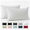 Dreamzie Federe 50x80 Cotone Rinforzato (Set da 2) - Bianco - Trama Fitta a 57 Fili/cm² - Federe Cuscini 50x80 cm - Federe Cuscino 50x80 Certificate Oeko Tex - Dreamzie