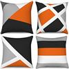 Hnmdmyi Copricuscino arancione 40x40 set di 4, grigio e nero moderno astratto strisce semplice geometrico decorativo lino copricuscino per divano letto giardino esterno home decor