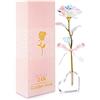 WANGZAIZAI 24k Rosa Fiore Artificiale Placcato Oro e Base, Rosa Eterna Regalo per Fidanzata Moglie Madre Figlia Nonna Donna a San Valentino Festa della Mamma Natale Compleanno Anniversario