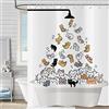 Hnmdmyi Tenda da doccia divertente gatto 240x180, bambini cartone animato animale gattino colorato amabile esilarante animali domestici tenda da bagno impermeabile poliestere tessuto tenda da bagno