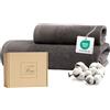 Ferò Set Asciugamani Bagno di Lusso 2 Pezzi, OEKO-TEX 100% Cotone Premium 550 g/m², Ultra Morbido e Assorbente, Design Italiano, Coppia Asciugamani Viso e Bidet, Asciugamano 50x100, 50x30 cm, Grigio
