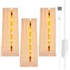 Seasboes Attacco a LED, 3 pezzi, luci a LED, base luminosa, base per display con interruttore USB, supporto rettangolare per display per pannello di illuminazione in vetro acrilico