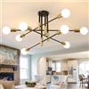 Toolight Lampadario Sputnik, 8-Luci Plafoniera Soffitto Vintage in Metallo E27, Lampadario da Soffitto Moderno per Soggiorno Camera da Letto Sala da Pranzo Cucina, Nero e Oro, Ø90cm