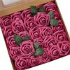 Ksnnrsng Rosa Rosse Artificiali, Fiori Artificiali Schiuma Teste di Rose Finti per DIY Matrimoni Mazzi Nuziale Festa Casa Decorazioni (25 Pezzi, Fucsia)