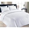 LIZZIE JACOBS Set copripiumino in raso a 400 fili, super morbido, di lusso, 100% cotone egiziano, qualità alberghiera, set di biancheria da letto (bianco, set copripiumino matrimoniale)