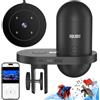 Wolmds Mangiatoia Automatica Acquario，Distributore Automatico Cibo Pesci WOLMDS con Fotocamera 2.5K e Controllo WiFi/App | Dispenser per Vacanze, Sistema di Alimentazione di Precisione Acquari(Dark Grey)