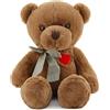 Yeqivo Piccolo orsacchiotto tenero, orsacchiotto carino, animali di pezza riempiti, giocattoli di pezza per bambine, amiche, pupazzo di orsacchiotto, regali per San Valentino e Natale (35CM,Braun)