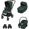 Maxi Cosi - Leona2 + Navicella Sense + S.A. Pebble 360 Pro2 Isize Twillic Green