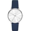 BUREI Orologi da donna moda minimalista analogico in pelle al quarzo impermeabile orologi per le donne, blu argento, cinghia