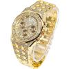 HALUKAKAH Orologio Oro con Diamanti,Uomo Placcato Oro Vero 18k Larghezza 20mm Quarzo Cinturino 22cm,Viene Fornito con Pacco Regalo