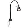 Briloner Leuchten - Lampada da letto a LED con braccio flessibile, interruttore on/off, 4 Watt. 400 lumen, 3000 Kelvin, di colore nero