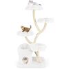 COSTWAY Tiragraffi per Gatti 165cm in Metallo, Torre per Animali con 4 Piattaforme, Tiragraffi in Sisal e Tubo di Supporto Robusto, Mobili per Arrampicata da Interno (Bianco)
