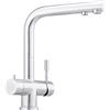 Aora Rubinetto a 3 vie FRANKE con beccuccio a L, in acciaio inox massiccio, senza logo BRITA. Rubinetto da cucina, miscelatore per lavello, rubinetto a tre vie, per impianti a osmosi, per filtri dell'acqua