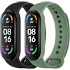 Mugust 2 Pezzi Cinturino per Xiaomi Mi Band 5/ Mi Band 6/Amazfit Band 5, Cinturino Silicone di Morbido Traspirante di Colorati Solo per Xiaomi Mi Band 6/5, Amazfit Band 5 (Nero+Verde oliva)