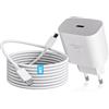 Mijun Caricabatterie Per Samsung, 25W Caricatore Rapido Alimentatore USB C con Cavo Tipo C da 2M per Samsung Galaxy A15/A14/A13/A25/A33/A34/A40/A53/ A52/A54/A55/S25/S25/S24/S23/ S22 Ultra/ S21/S20 FE/S10