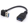 HTGuoji Cavo di prolunga USB 3.0 corto, angolo di 90 gradi sinistro, cavo da USB tipo A maschio a femmina, cavo di estensione della velocità da 5 Gbps, 15 cm