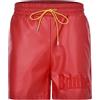 ZDSUHYIW Pantaloncini in pelle PU, da uomo, effetto bagnato, in ecopelle, leggings estivi con coulisse, per jogging, comfort, sexy, per il tempo libero, Colore: rosso, L