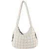 Yooamz Borsa a mano da donna, grande, borsa shopper a tracolla, borsa a tracolla da donna, grande trapuntata, con chiusura lampo, per lavoro, viaggi, shopping, bianco