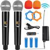 HOSPAOP Microfono Senza Fili, Doppio Microfono Wireless Con Ricevitore Ricaricabile, UHF per Karaoke, Matrimonio, Festa, Lezione, Canto