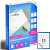 M-office Etichette Adesive A4 Compatibili con Label Printer - Fogli Adesivi, Etichette Bianche per Uso Quotidiano, Carta Adesiva Stampabile per Scrivere (12 etichette per foglio, 25 fogli)