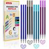 DealKits 12x Refill per Penna Gel Cancellabile [3x Blu + 3x Nero + 3x Turchese + 3x Viola] - Compatibile con Legami - 0,7mm Inchiostro Termosensibile per Scrittura Creativa