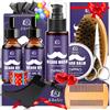 KHOLEZ Kit Barba Uomo Professionale, Set Barba Uomo, Set Cura Barba con Olio Barba, Balsamo Barba, Shampoo Barba, Forbici, Pettine Barba, Spazzola Barba, Modello Barba e Sacca Viaggio, Regalo Uomo