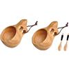 Ksrnsne Set di 2 Tazze in Legno Stile Nordico Tazza Kuksa Portatile all'aperto Tazza da Bere Tazza di caffè in Legno con Cucchiaio di Legno