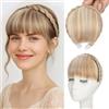 S-noilite Fascia con frangia, fascia per parrucche con frangia anteriore, fascia sintetica intrecciata, parrucca con extension per capelli per donne e ragazzeBiondo scuro mix Biondo decolorato