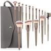 XYTAHDM 15 Pezzi Set Pennelli Make up,Set pennello make up Professionale, con Trousse in Pelle PU, Pennello da Trucco è Adatto per Blusher, Fondotinta Liquido, Eyeliner, Ombretto,Polvere Sciolta