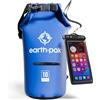 Earth Pak Borsa Impermeabile con tasca frontale - Ideale per kayak, canottaggio, pesca, rafting, sci, nuoto, campeggio, e snowboarding (Blu, 20L)