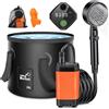Rsaoty Doccia da Campeggio, 3000 mAh Doccia Ricaricabile Portatile, Doccia Portatile con 20L Secchio Pieghevole e Display Digitale Intelligente per Spiaggia Giardino Lavaggio Auto, Escursioni
