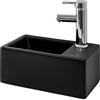 ML DESIGN modern living ML-Design Lavabo in Ceramica 35,5 x 20,5 x 12,5 cm Lavello d'Appoggio Rettangolare Lavandino Design Semplice Moderno con Foro di Scarico Lavamani Nero Opaco Elegante Montaggio del Rubinetto a Destra
