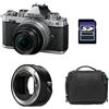 Nikon Kit fotografico personalizzato creato utilizzando NIKON Z fc + Z 16-50 Silver + Sac + Carte SD 8 Go + Adaptateur FTZ II