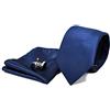 Sweet Leaf Cravatta da uomo, Fazzoletto da Taschino e Gemelli Blu Navy - 100% seta - Classico, Elegante e Moderno - (Confezione Regalo, ideale per un matrimonio, con un abito, in ufficio...)