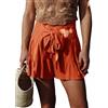 Joligiao Pantaloncini Donna Eleganti con Fiocco Bermuda Donna Estivi in Cotone e Lino Pantaloni Corti Vita Alta Comfort Moda Pantaloncini Estivi per Vacanze Spiaggia Lavoro e Tempo Libero Gonna Shorts