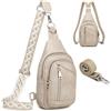 Travistar Tasca sul petto da donna 2 in 1 zaino da donna piccolo con 2 spallacci rimovibili, in pelle PU, borsa a tracolla da donna a tracolla antifurto, Grigio albicocca