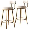LOUFOU Sgabelli da bar da bancone con schienale e poggiapiedi, set di 2 Sedia Alta da Cucina in velluto gambe in metallo placcato oro sgabelli da cucina per bar, caffè, cucina, soggiorno, 75 cm, Bianco