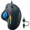 PORLEI Mouse trackball cablato con illuminazione RGB, controllo ergonomico del pollice per ridurre l'affaticamento muscolare, 5 DPI regolabili, doppia connettività USB-C e USB-A, compatibile con PC