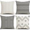 DWDC Fodere per cuscini decorative per la casa 45x45 cm, set di 4 federe per cuscini quadrati in lino con stampa su un lato, motivi geometrici, auto, giardino