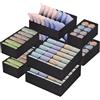 Shodiffy Organizer Armadio Cassetti Intimo, 8 Pezzi Organizer per Biancheria Intima in Tessuto Non Tessuto, Pieghevole Organizzatore Divisori da Cassetti per Reggiseni Calze Cravatte Nero
