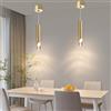 Mikeru Moderno Cilindrico Oro Lampadario, Faretti A Led Cob Per Soffitto Con Tre Temperature Di Colore (3000k/4500k/6000k), Lampada A Sospensione Per Isola Adatta Per Ristoranti E Bar-2pack