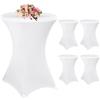 Teruntrue 4 coprisedia bianchi per tavoli da bar con diametro di 80-85 cm, tovaglia elasticizzata con tasche per piedi, per matrimoni, feste di compleanno, banchetti (80 cm, bianco)