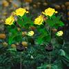 ZVO Lampade Solari da Giardino, 2 pezzi Luci Giardino Energia Solare per Fiore di Rosa con 6 LED, Illuminazione Fiori Decorativa Impermeabile per Terrazza Natale Halloween Vialetto Prato(Giallo)