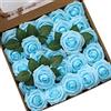 Ksnnrsng Rosa Rosse Artificiali, Fiori Artificiali Schiuma Teste di Rose Finti per DIY Matrimoni Mazzi Nuziale Festa Casa Decorazioni (25 Pezzi, Teal Blue)