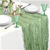 JRSHIRLEYLTD Runner da tavola per formaggio, 400 x 90 cm, verde salvia, boho trasparente, per matrimonio, garza, tessuto rustico, per sposa, doccia, feste, con 4 mollette per tovaglia