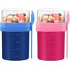 Bugucat Tazza Yogurt to Go 2 Set, Tazze Cereali 450ML+250ML, Portatile Cucchiaio Tazza Contenitore Yogurt con Cucchiaio, Plastica Tazze Cereali, Yogurt Frutta Contenitore, Tazza di Muesli To Go